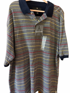 Multi colored horizontal striped Men’s cotton  polo shirt XXL NWT by consensus.